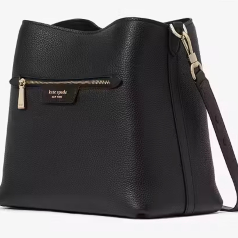 NWT Kate Spade Black Pebbled Leather Shoulder Bag with dust bag - Picture 5 of 16